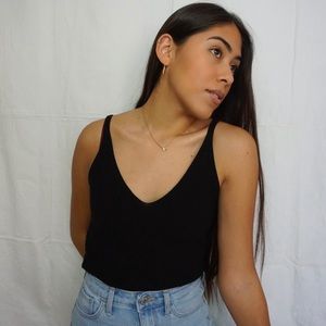 Black Knitted Tank Top
